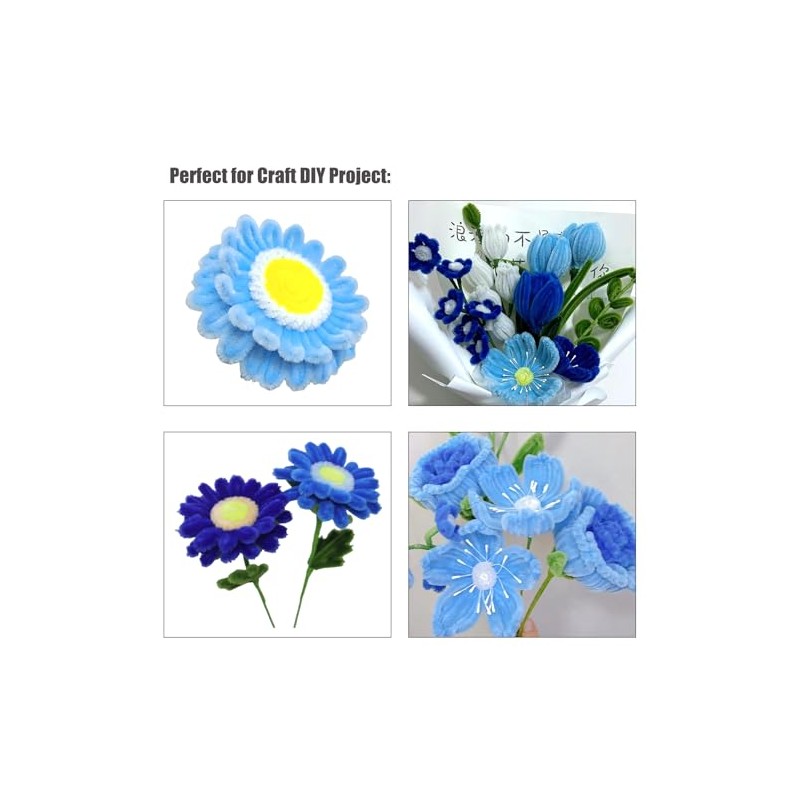 Swpohrat 100 Pieces Light Blue Pipe Cleaner Craft Set,Thick Fuzzy