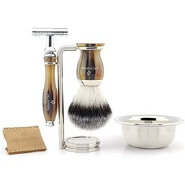 Men's Double Edge Razor Synthetic Hair Shaving Brush Stand and Shaving Bowl Shaving Set - Elegant Shaving Brush Set by Jag Shaving