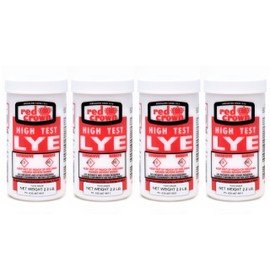 RED CROWN The Boyer Corporation Lye for Soap Making, Sodium Hydroxide Pure High Test Food Grade Lye, Caustic Soda, Drain Cleaner and Clog Remover, 4 Pack 2.2 lbs