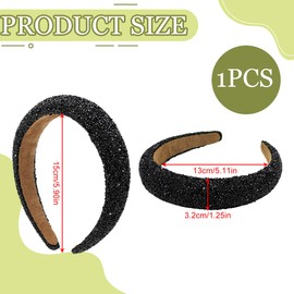 VODAFQS Glitter Headband with Rhinestones for Women, Wide Hair Accessories Band, Wedding, Party, Fashion Accessories, Sequins and Pearls Decoration, Non-Slip for Women and Girls