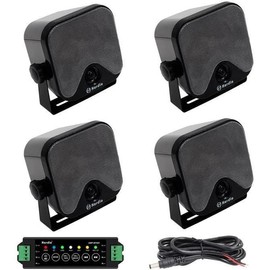 Bluetooth 4-inch 240-Watt Waterproof Outdoor Speakers for Golf Carts, Motorcycles, ATVs, UTVs, Boats, Trucks (2 Pair, Black/White) - Color: White