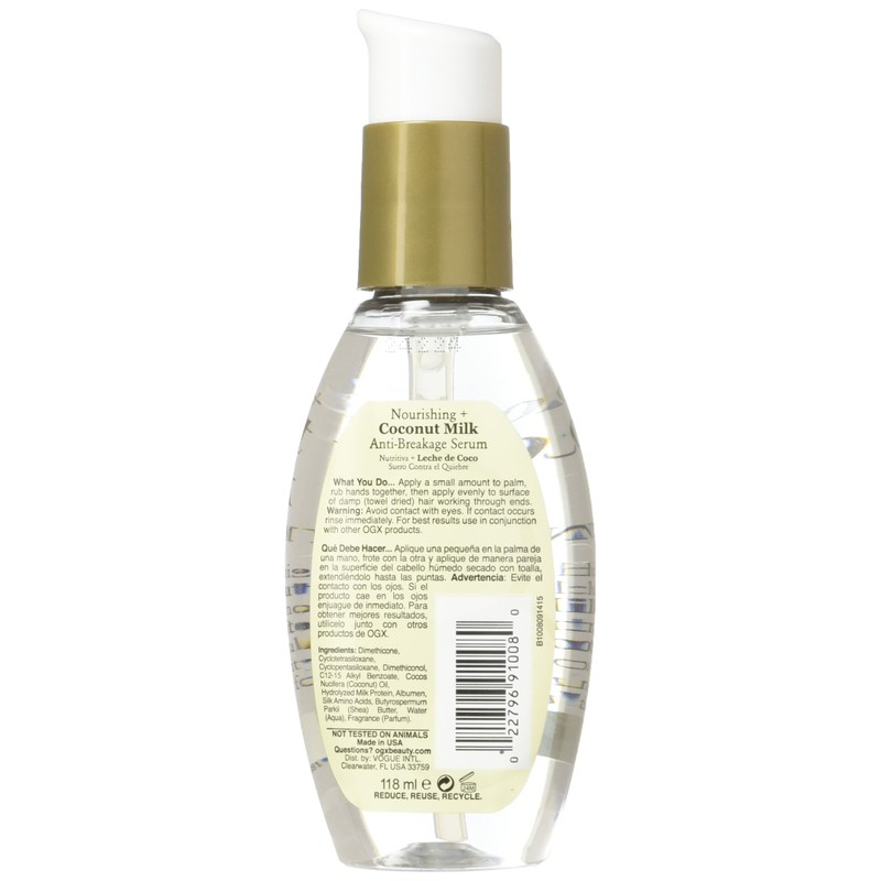 Ogx Coconut Milk Serum Anti-Breakage 4 Ounce (118ml) (3 Pack)