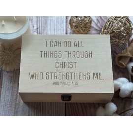Philippians 4:13 on Strength Through Christ - Philippians 4:13 Scripture Engraved Wooden Treasure - Empowering Christian Verse, Spiritually Uplifting Gift, Skillfully Etched Keepsake for Strength and