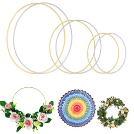 Metal Rings for Craft, 6pcs Dream Catcher Hoops 10cm 15cm 20cm Gold Metal Floral Hoop Silver Metal Hoops for Crafting Dreamcatcher Festival Wreaths Macrame DIY Handcraft
