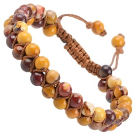 MASSIVE BEADS Natural Chakra Healing Power Crystals Macrame Bracelet Yoga Double Layer Stone Beads Gemstone Meditation Relax Anxiety Bangle for Unisex Women Men (Mookaite Jasper, 6mm)