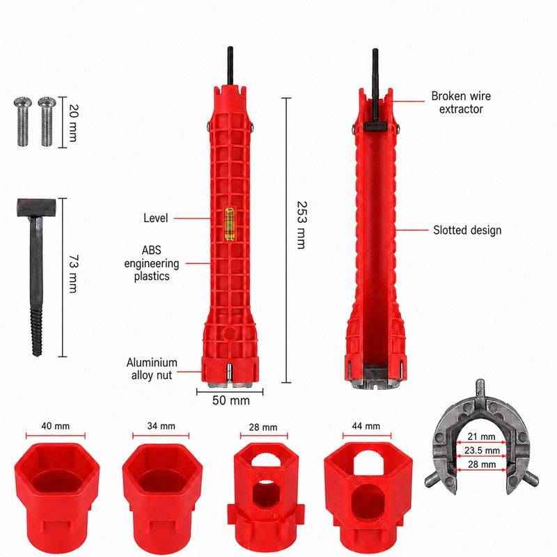 14-in-1 Multi-functional Wrench for Toilet, Kitchen Plumbing Installation and Repairs