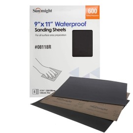 Sunmight 9" X 11" 600 Grit Sandpaper Sheets - Waterproof Sand Paper with Aluminum Oxide Grain & Latex Paper Backing for All Surface Area Preparation - High-Quality Polishing Sheets (Pack of 5)