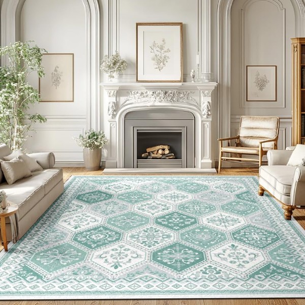TTelephant Moroccan Trellis Living Room Rug - 8x10 Washable Area