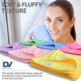 DualVertex 30Pcs Reusable Makeup Remover Cloth for Face Cleansing - 15 x 15cm Makeup Remover Microfibre Face Cloth for Everyone - Multipurpose Wipes in 6 Colors with 1x Laundry Bag