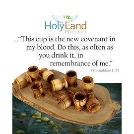 Holy Land Market Olive Wood Small Chalice or Goblet/Wine or Communion Church Cups (1.6 Inches High 0.2 oz) (50 Small Cups)