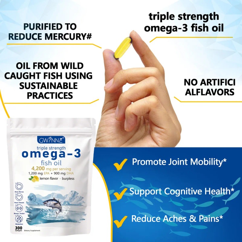 Gwynne Omega 4200mg 300 Cáps Bacalao Aguas Profundas Ártico Noruego