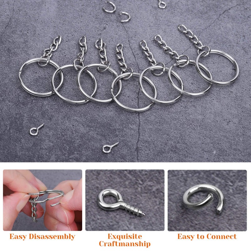 Audab 360Pcs Keychain Bulk, 120Pcs Keychain Rings with Chain and