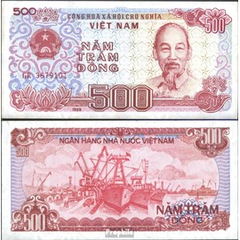 Banknote Vietnam Pick-number: 101a uncirculated 1988 500 Dong (money for collectors - no means of payment) Seafaring/ships