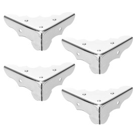 Healifty - Set of 4 Metal Corner Protectors with Screws, Silver