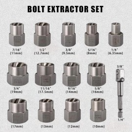 Unbranded 14PCS Impact Bolt Extractor Set Nut Remover Stripped Extraction Socket Tools