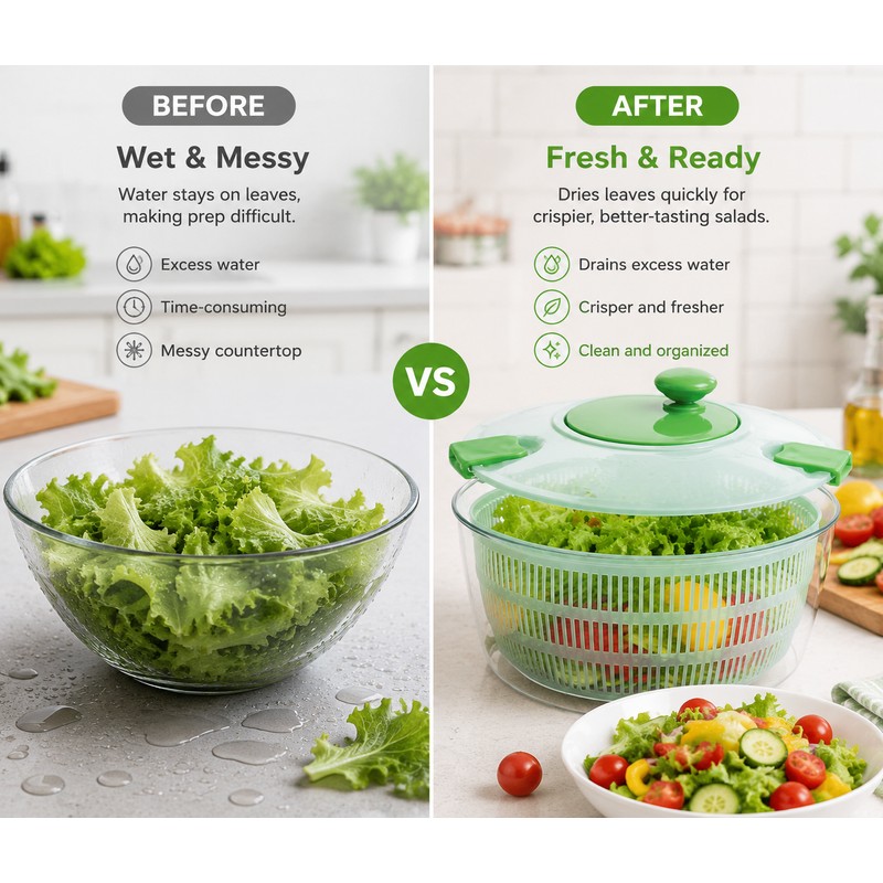 Large Capacity Salad Spinner for Washing & Drying Vegetables –