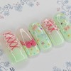 Mint Corset Handmade Nail Tips - Coffin Egg / 민트