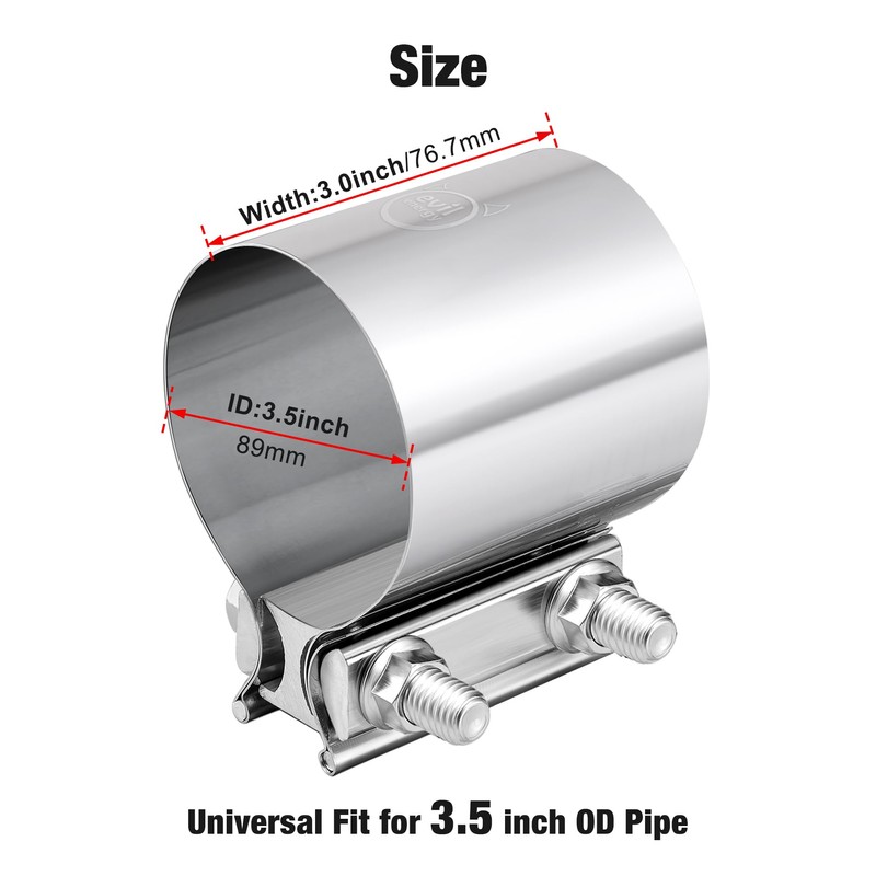 EVIL ENERGY 3.5 Inch Exhaust Clamp,3 1/2" Butt Joint Band