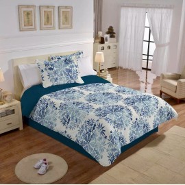 Primavera Edredon Matrimonial 2 Vistas Grueso , Marca Primavera Color Blanco/azul Diseño De La Tela Grecas