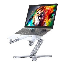 LIENS - Soporte ajustable para porttil con base giratoria de 360 grados, elevador de porttil de aluminio para computadora plegable, soporte ergonmico 