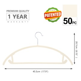 MIZGI Premium Velvet Hangers (Pack of 50) Heavyduty- Non Slip No Shoulder Bump Suit Hangers - Chrome Hooks,Space Saving Clothes Hangers,Rounded Hangers for Coat,Sweater,Jackets,Pants
