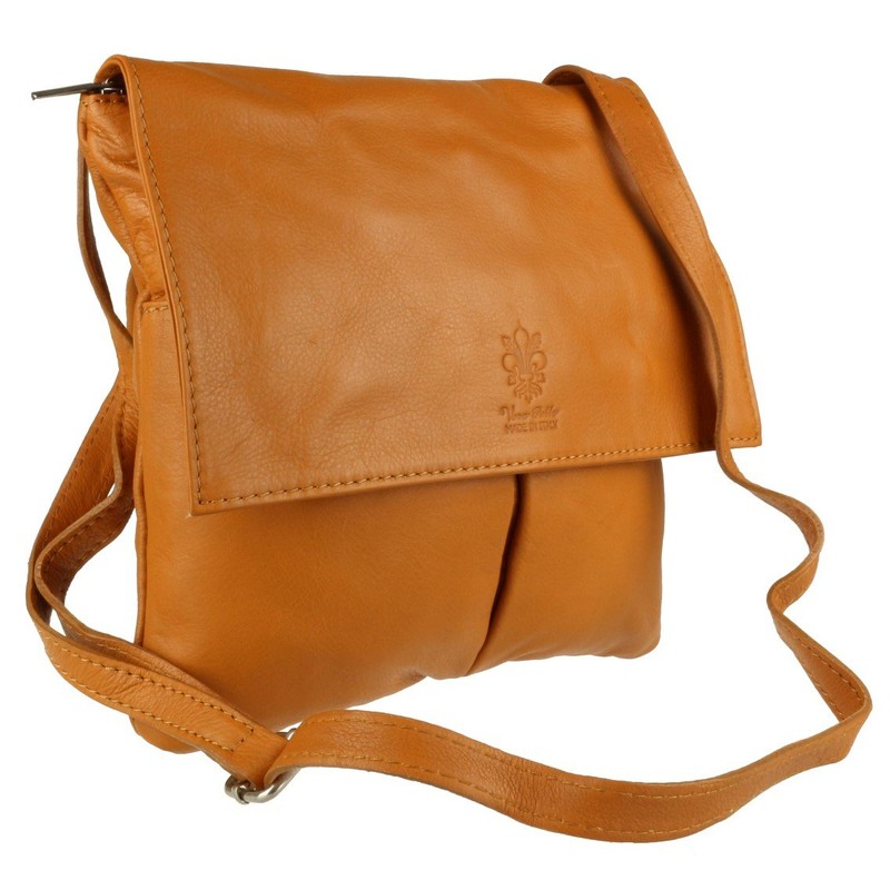 Girly Handbags Womens Double Pocket Italian Leather Messenger Bag -