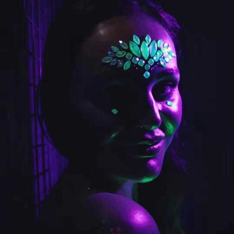 6Pcs Luminous Rhinestones Face Temporary Tattoos Glitter Festival Face Stickers