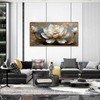 aburaeart Lotus Canvas Wall Art for Living Room - White
