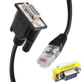 DKARDU RJ45 to RS232 DB9 Serial Female 9 Pin to RJ45 Female Cat5 Ethernet LAN Console for Router Switch, 150cm/4.92FT, with DB9 Male to Male Gender Converter