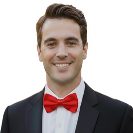 Dibi Mens Solid Color Formal Pre Tied Bow Ties - Mens Bowties - Adjustable Bow Tie (Red)