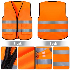 6 PCS Blaze Orange Vest & Hunting Hat Vest and Cap for Men Women Outdoor Sports Traffic Works Fishing, Orange Safety Vest High Visibility, Quiet Deer Bow Gear Hunting Accessories