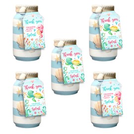Ocean Thank You Tags Under The Sea Party Decorations Girl 100PCS Gift Box Tags with String Ocean Theme Thank You Hanging Labels for Baby Shower Birthday Party Supplies