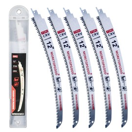 MORETOPGOOD 12Inch Arc Edge Reciprocating Saw Blade with Storage Box, 7TPI Japanese Teeth with Curved Edge Wood Pruning Saw Blades for Tree Trimming, Wood Cutting (5 Pack)