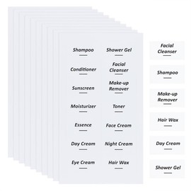 ONLYKXY 140pcs White Bathroom Beauty Organization Labels Refillable Bottle Stickers Skin Care Product Sub-Bottling Label Shampoo Body wash Dispenser Sticker,Cream Toner Makeup Label (0.8inch)