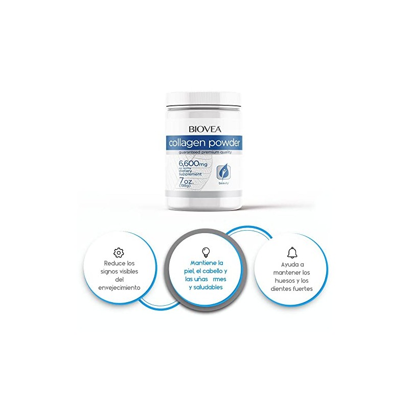 BIOVEA PÉPTIDOS DE COLÁGENO EN POLVO 6,600mg (7oz) 198g