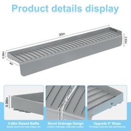 Silicone Faucet Splash Guard 4" x 30", Faucet Water Catcher Mat, Longer Silicone Sink Mat for Kitchen, Bathroom, Laundry Room, Farmhouse for Quartz Kitchen Sink（Gray）