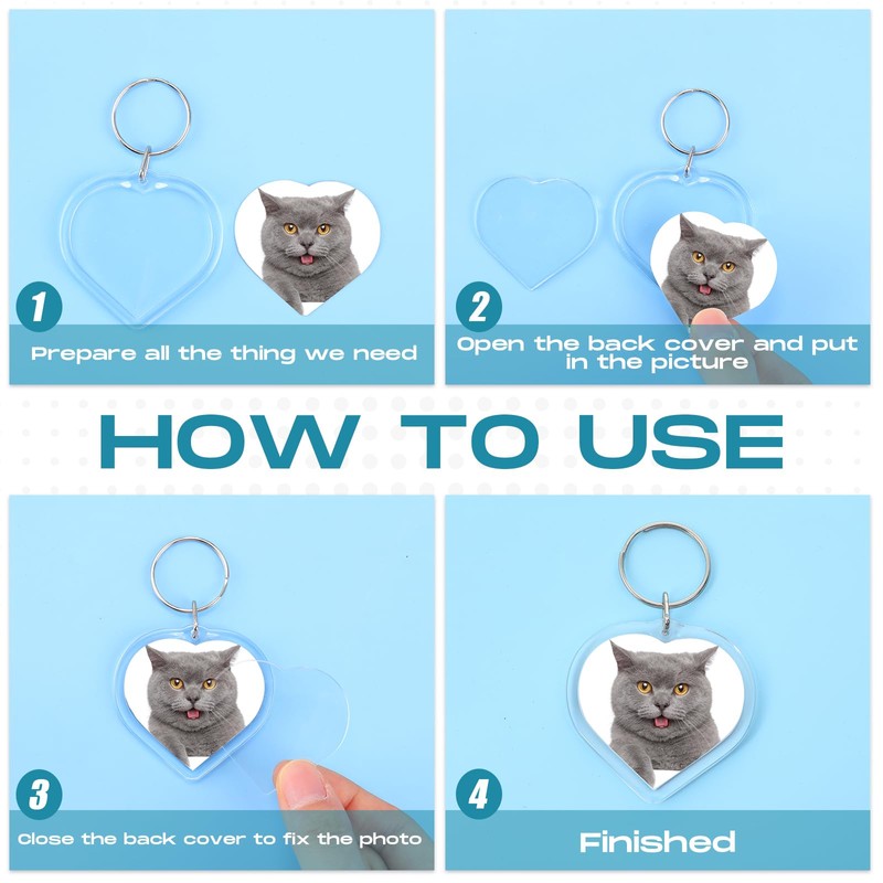 MTLEE 150 Pcs Photo Insert Keychain Clear Acrylic Picture Keychains