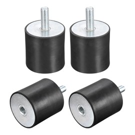 sourcing map Rubber Bearing M10 External / Internal Thread Vibration Insulator Shock Absorber D50 mm x H 50 mm Pack of 4