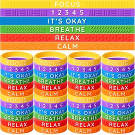 Colingmill 30 Pcs Anxiety Sensory Silicone Bracelets Rubber Bracelet with Textured Wearable Push Sensory Stress Relief Finger Wristband Calming Anxiety Relief Gifts for ADHD Autism (Dark Color)