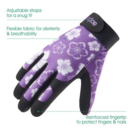COOLJOB Gardening Gloves for Women, Thorn Resistant Garden Gloves, Ladies Gardening Gloves with Adjustable Wrist Velcros, Synthetic Leather Gauntlets for Pruning, Purple (1 Pair, S)