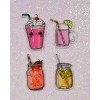 4 Quantity  - 1" x.5" Small Summer Lemonade Drinks Glossy Flat Back Resins