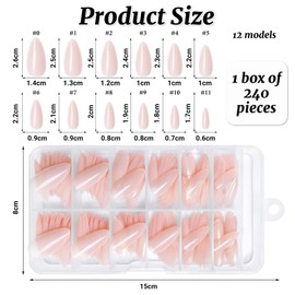 LunarCharm Pack of 240 Nude Almond Press On Nails Medium Fake Nails Press Ons, False Acrylic Nails Press On Nails Almond Glue on Nails Artificial Nail Tips