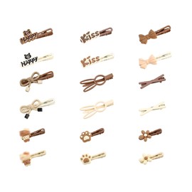 Urpanda 18PCS Flower Hair Clips Sets for Women Girls, Star Bear Heart Letter Snap Metal Cute Fashion Decorative Hair Clips Hair Barrettes Hair Accessories, Brown/White Set B