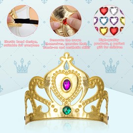 Hoedia 23 Packs Foam Princess Crowns and Tiaras for Birthday Party Favors Hats, DIY Prince Crown Kit Paper Tiara with Crystal Diamond Sticker