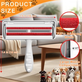 Reusable Pet Hair Remover & Lint Roller with Cat Hair Brush, Dog Brush for Shedding Self-Cleaning Fur Tool for Cats & Dogs, Works on Furniture, Couch, Carpet, Bedding & Car Seats - Portable