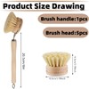 1PCS Bamboo Brush Handle and 5PCS Replacement Heads, Natural Sisal