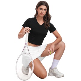Femdouce 2 Pack Womens Athletic Tennis Skirts with Pockets High Waisted Golf Skort Skirts Workout Lightweight Golf Skirt Black/White XL
