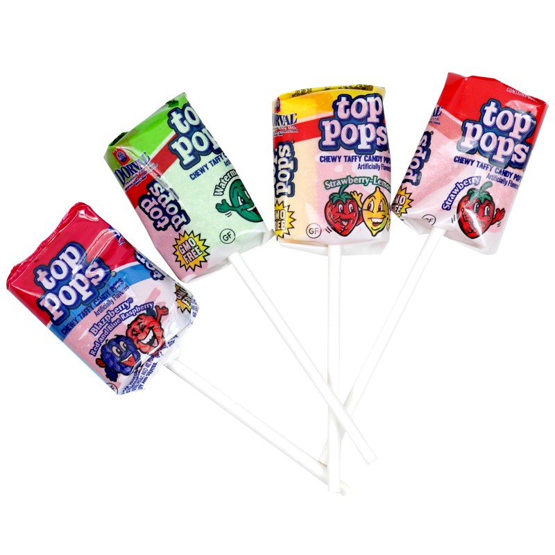 Top Pops Taffy Pops, 48 Pack, 4 Assorted Fruit Flavor