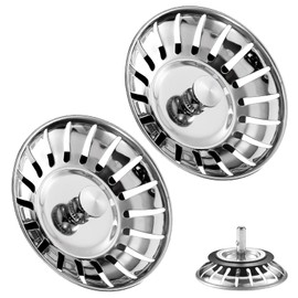 GIONAR 2 Pcs 78mm Sink Strainer Plug, Universal Sink Plug for UK Sink, Kitchen Sink Strainer, Stainless Steel Sink Drain Strainer, Plug for Sink, Food Catcher Sink, Sink Drainer Plug for Kitchen