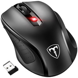Qtuo 2.4G Wireless mouse, 5 DPI modes, 2400 DPI, high precision, programmable buttons, compact, energy efficient, portable, black